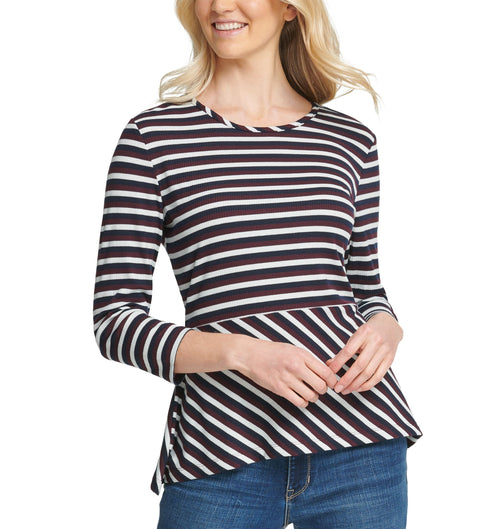 DKNY Striped Peplum Top
